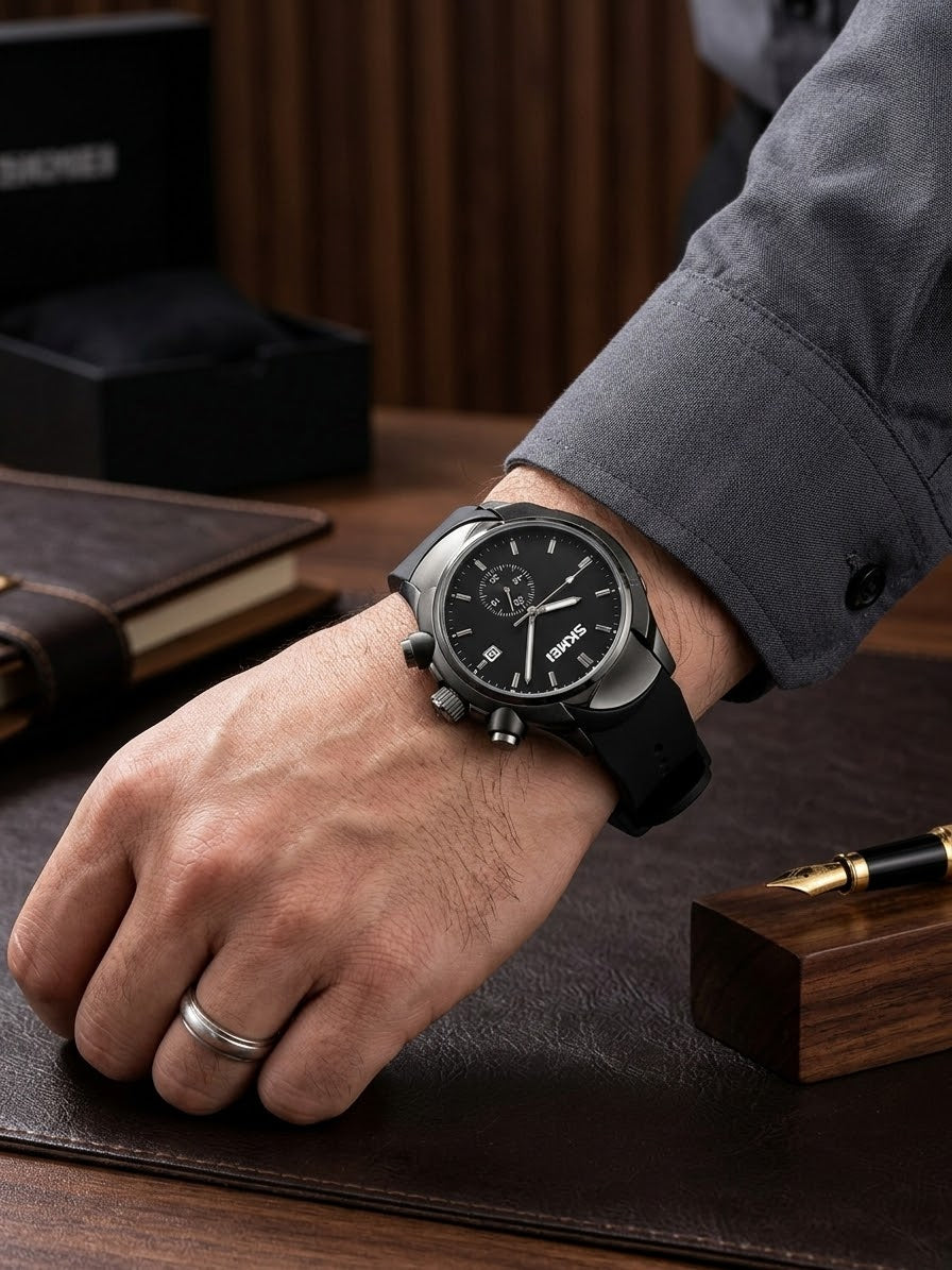 SKMEI Men’s Watch With Box– Stylish & Durable Waterproof Wristwatch