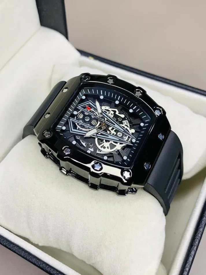 Luxury Skeleton Chain Watch for Men – Premium Black Edition