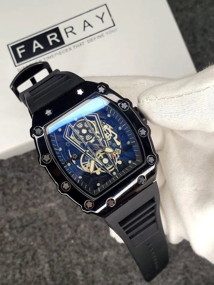 Luxury Skeleton Chain Watch for Men – Premium Black Edition