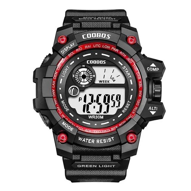 Men's Support Watch Black And Blue Water Resistance 24HRs Display