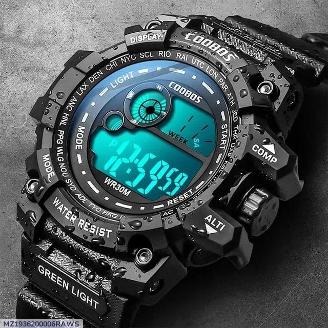Men's Support Watch Black And Blue Water Resistance 24HRs Display
