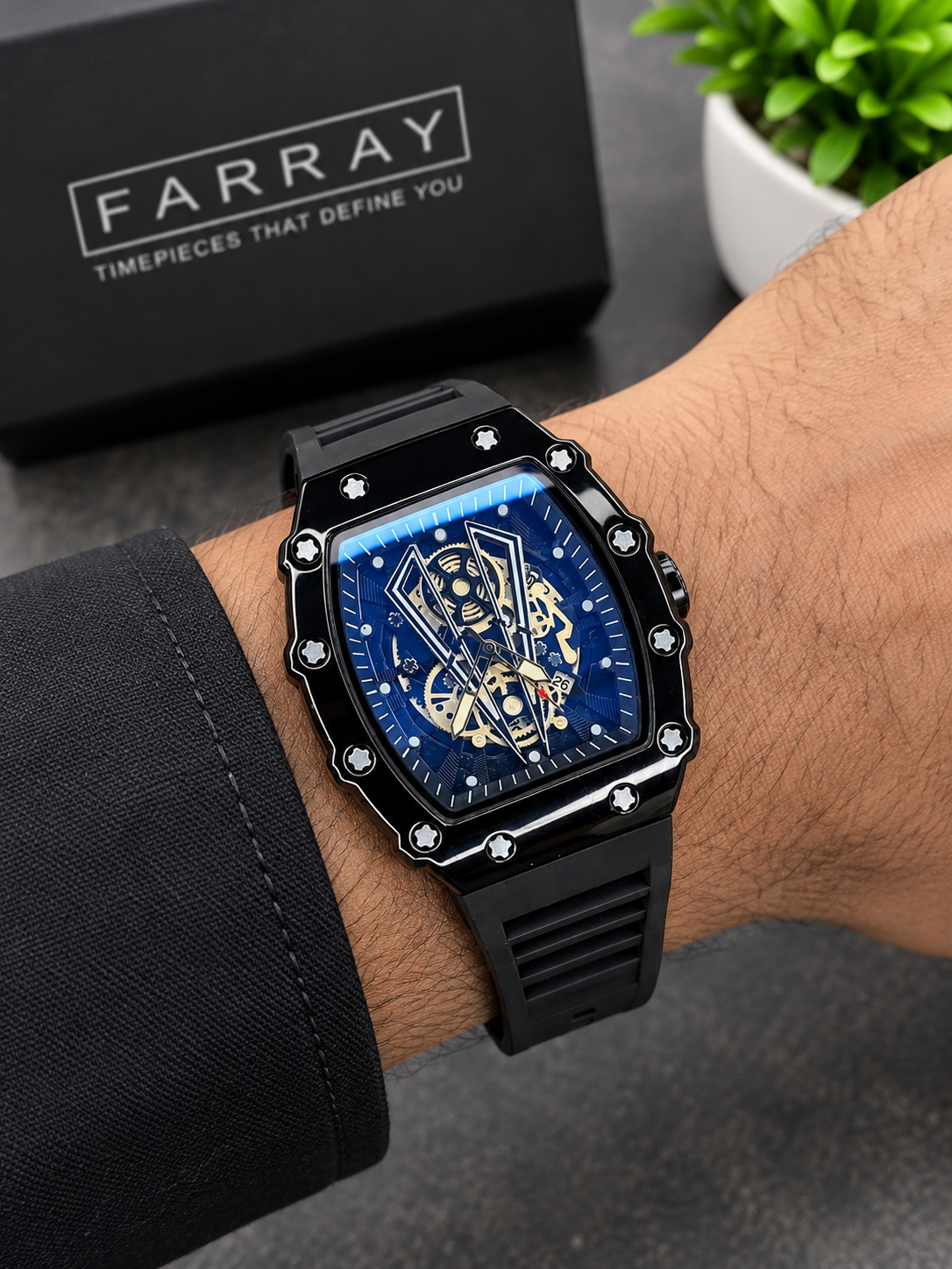 Luxury Skeleton Chain Watch for Men – Premium Black Edition