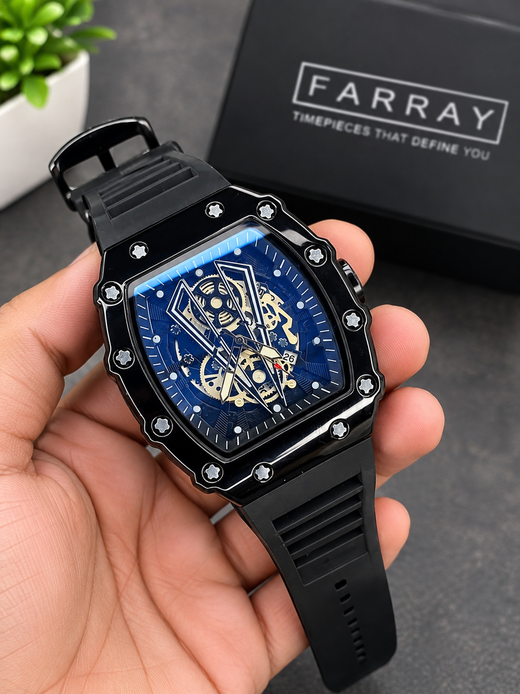 Luxury Skeleton Chain Watch for Men – Premium Black Edition