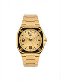 TICARTO Luxury Gold Square Watch for Men - Full Gold Stainless Steel - Date Display - Premium Business Watch